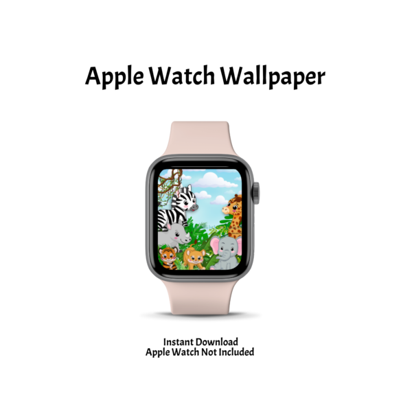 white background with Apple Watch wallpaper, instant download, Apple Watch not included with pink watch with safari watch face