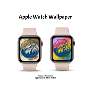 white background Apple Watch wallpaper Apple Watch not included instant download two pink watches with Inspirational Mountain background