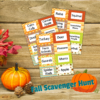 Fall Scavenger Hunt Pages on a Wood Background with Pumpkin