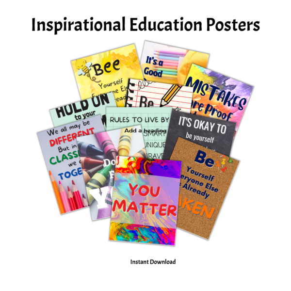 Various Inspirational Education posters shown together