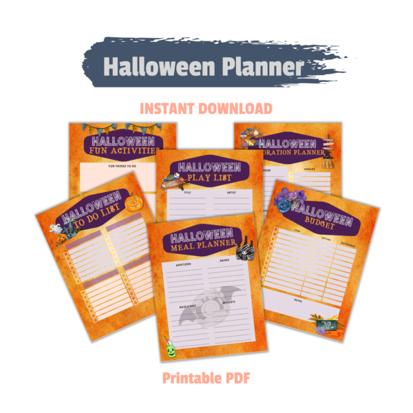 Multiple Pages of Halloween Planner Stacked