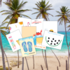 plan tree beach background with printable craft project of footprint candles, ice cream handprints