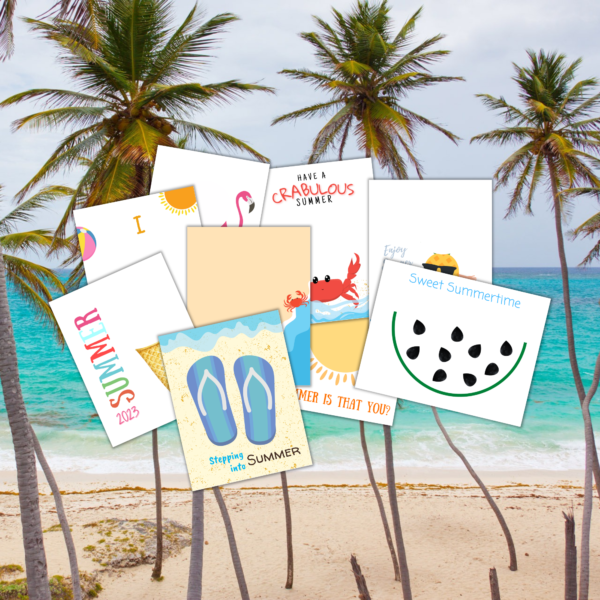 plan tree beach background with printable craft project of footprint candles, ice cream handprints