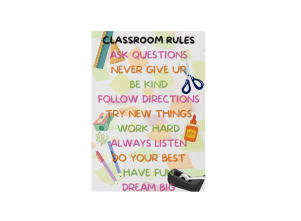 Classroom Rules poster on a white background