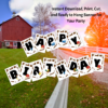 barn with fence instant download, print, cut, and ready to hang a banner for your party. Shows Happy Birthday Spelled out with Barns, Chickens, and Tractors