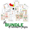 Christmas worksheets on white, with numbers, matching, lace cards shown