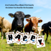 Cows looking at the word HAPPY used with the printable banner pieces. A to Z Letters plus a blank, print exactly the letters you need for the occasion, instant download, print, cut, and ready to hang