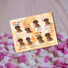 confetti hearts on wood table with picture of Printable Dog Valentines show, Woof, Chews you Valentine.