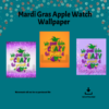 teal background Mardi Gras Apple Watch Wallpaper, Watermark will not be on purchased file. Instant Download. Shows purple glitter white middle, orange solid, and purple with glitter on the bottom with We Don't hide the Crazy we parade it