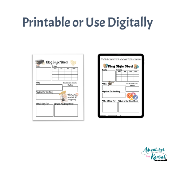 white background, Printable or Use Digitally. Shows as printable sheet with fillable or iPad.