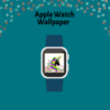 teal background, Apple Watch wallpaper, blue background with white watch face with purple yellow green mane unicorn