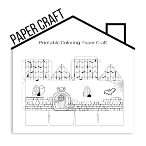 white background, Paper Craft Printable Coloring Paper Craft shows image of the house ready to be cut and paste.