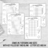 grey background, comes in 2 versions and sizes with key filled out and blank - letter size and a4. shows the one with filled keys and one blank to fill in temperatures or other info shows all 4