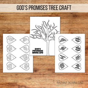 wood background, instant download, gods promises tree craft shows all tree images you get in the kit for sunday school.