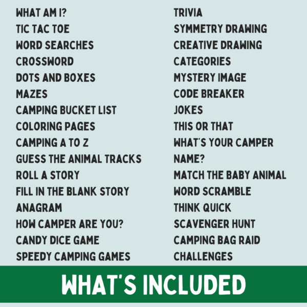 light green background says whats included and have a list.